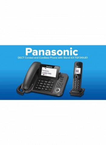 DECT Corded And Cordless Phone With Stand Black