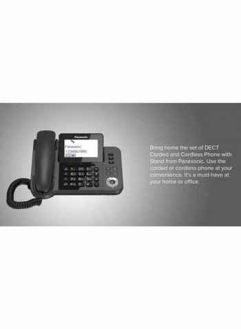 DECT Corded And Cordless Phone With Stand Black