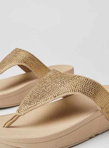 Embellished Flip Flop Sandals Artisan Gold