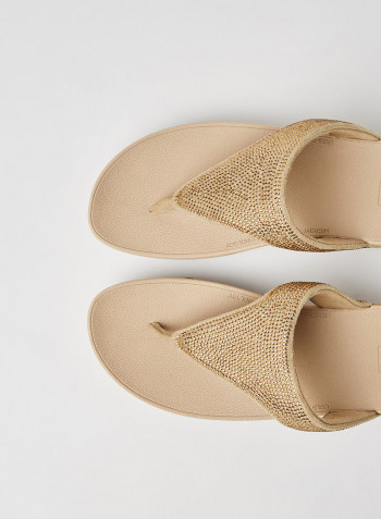 Embellished Flip Flop Sandals Artisan Gold