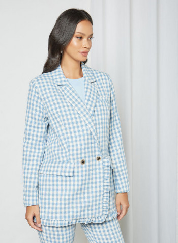 Longline Gingham Blazer Blue