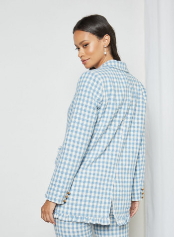 Longline Gingham Blazer Blue