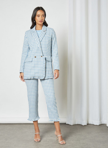 Longline Gingham Blazer Blue