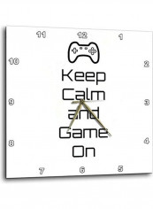 Keep Calm And Game On Printed Analog Wall Clock White/Black 13x13x0.1inch