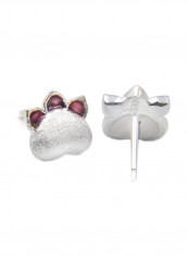 925 Sterling Silver Paw Print Cat Kitty Stud Earrings