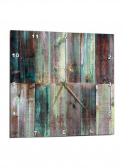 Distressed Wood Printed Wall Clock Multicolour 15 x 15inch