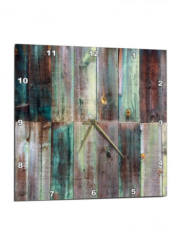 Distressed Wood Printed Wall Clock Multicolour 15 x 15inch
