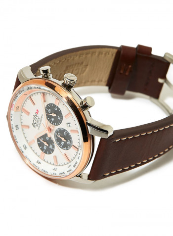 Men's Leather Quartz Analog Wrist Watch With Calender Display 90215SPN627