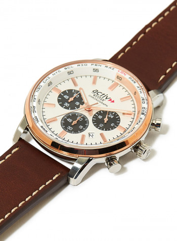 Men's Leather Quartz Analog Wrist Watch With Calender Display 90215SPN627