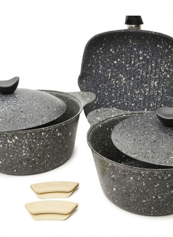 13-Piece Discover Series Aluminium Granite Coated Cookware Set Grey