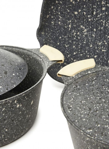 13-Piece Discover Series Aluminium Granite Coated Cookware Set Grey