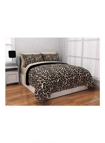 5-Piece Reversible Comforter Set Polyester Beige/Black Twin XL