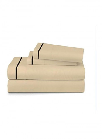5-Piece Reversible Comforter Set Polyester Beige/Black Twin XL
