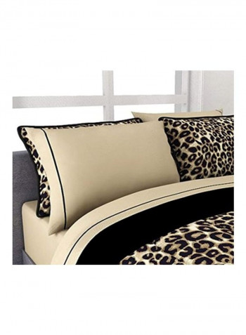 5-Piece Reversible Comforter Set Polyester Beige/Black Twin XL