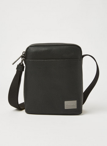 Logo Plaque Crossbody Bag Black
