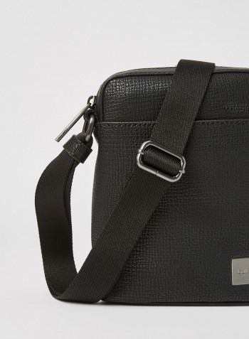 Logo Plaque Crossbody Bag Black