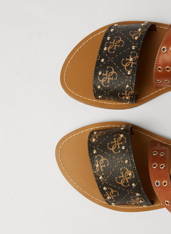 Strappy Embellished Sandals Brown