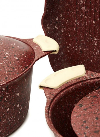 13-Piece Discover Series Aluminium Granite Coated Cookware Set Red
