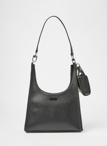 Faux Leather Picnic Hobo Bag Black