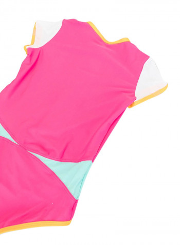 Girls Colourblock One-Piece Swimsuit Pink
