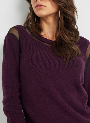 M-Paule Long Sleeves Sweater Purple/Black