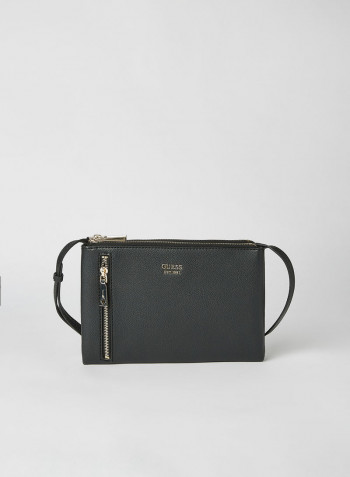 Naya Double Zip Crossbody Bag Black