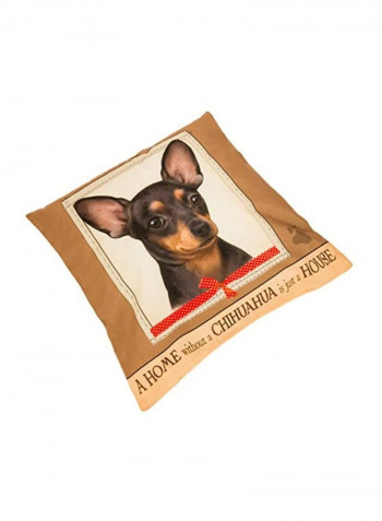 Chihuahua Dog Printed Cushion Cover Brown/White/Black 15x15inch