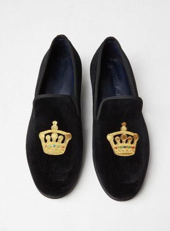 Crowning Glory Velvet Loafers Black