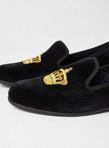 Crowning Glory Velvet Loafers Black