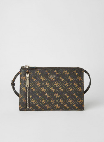 Naya Double Zip Crossbody Bag Brown