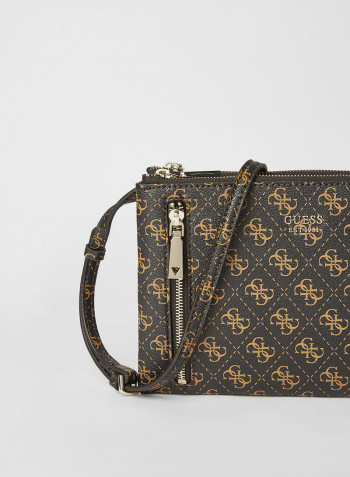 Naya Double Zip Crossbody Bag Brown