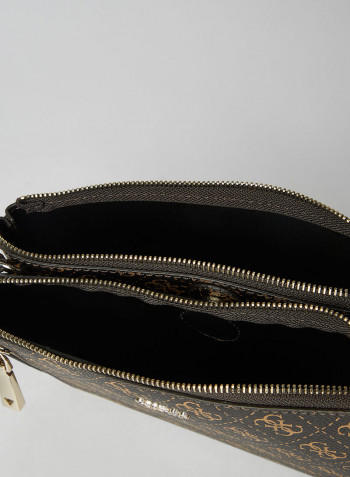 Naya Double Zip Crossbody Bag Brown