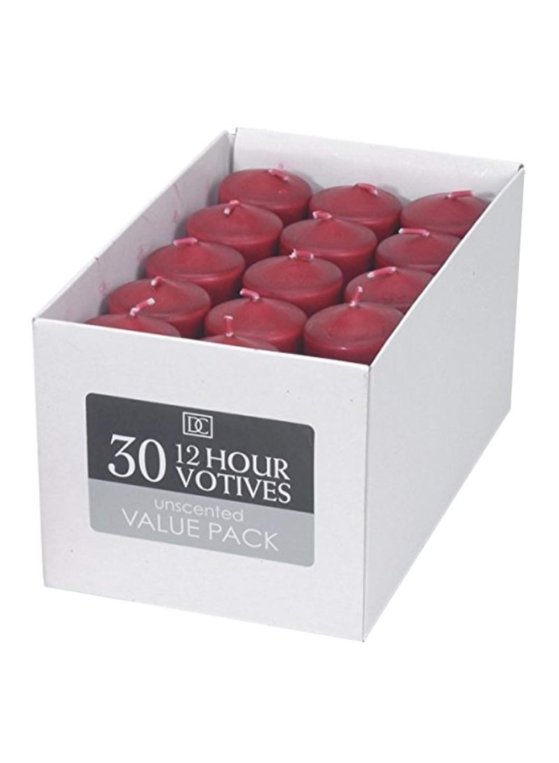 30-Piece Dynamic Collections Votive Candles Red 13x13x13inch
