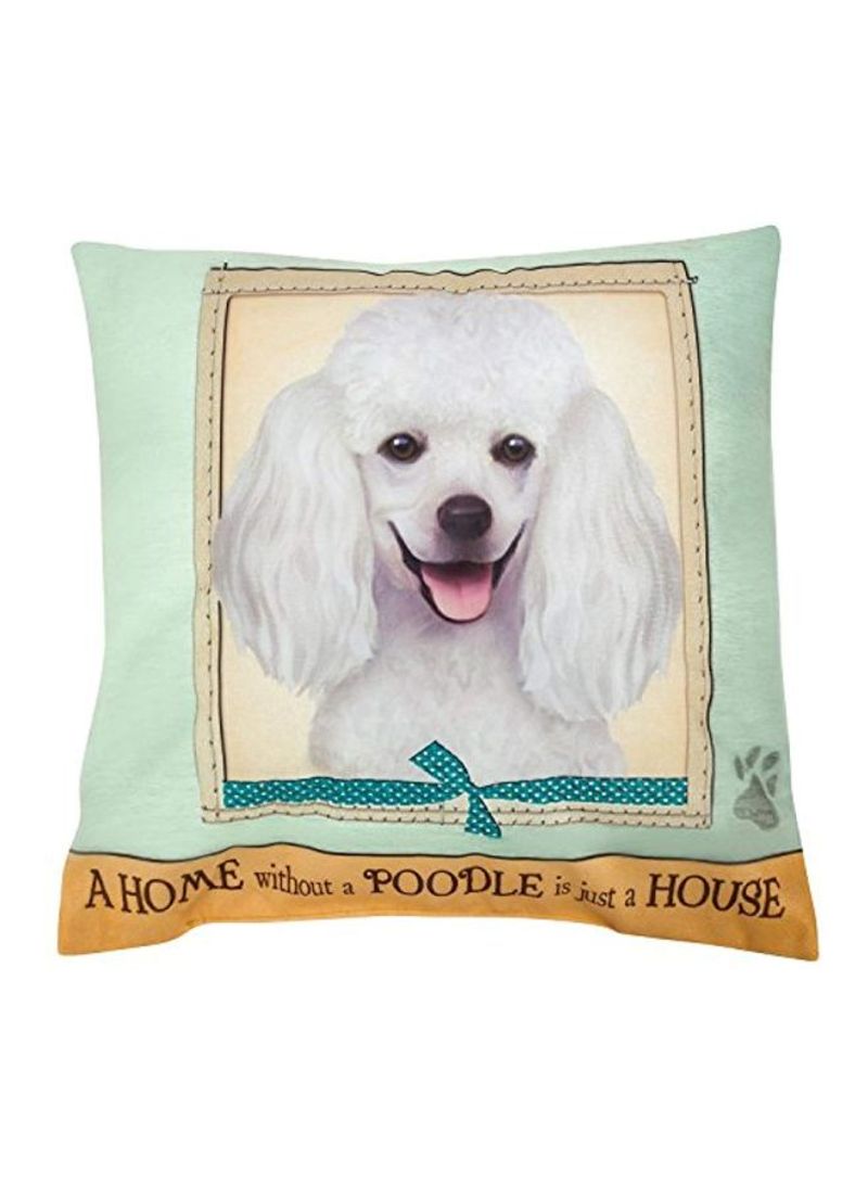 Poodle Dog Printed Cushion Cover Blue/White/Beige 15x15inch