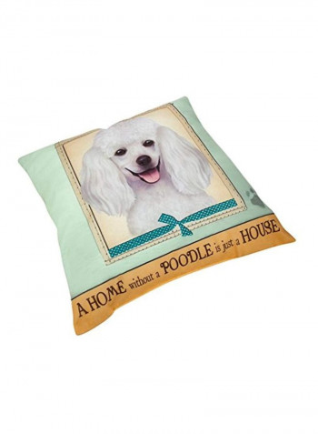 Poodle Dog Printed Cushion Cover Blue/White/Beige 15x15inch
