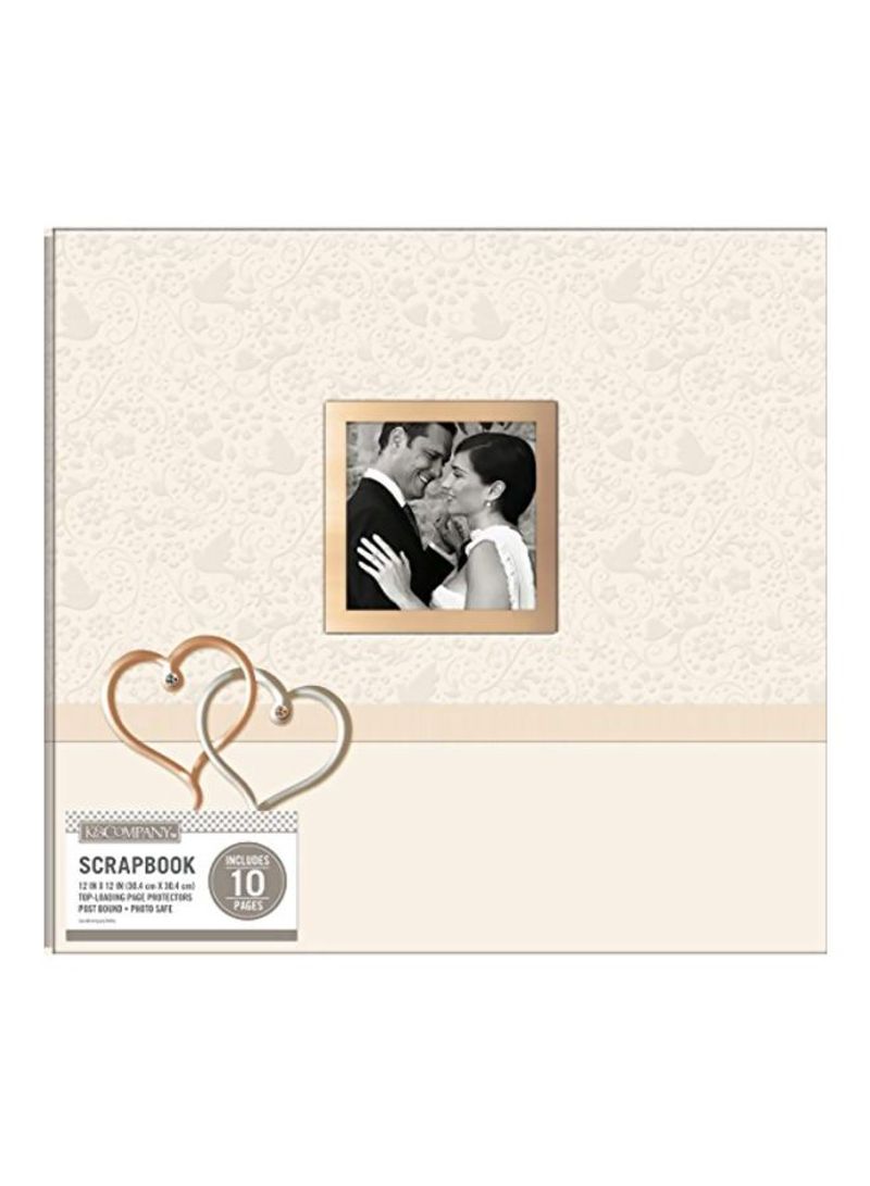 Wedding Hearts Boxed Scrapbook Photo Album Beige/Black/White 14.5x2x13inch