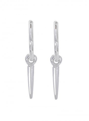 925 Sterling Silver Triangle Drop Hoop Earrings