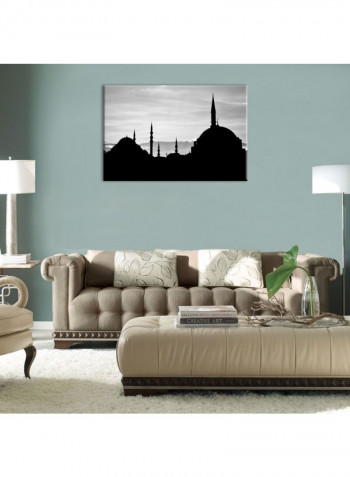 Decorative Wall Painting With Frame Grey/Black 60x90centimeter