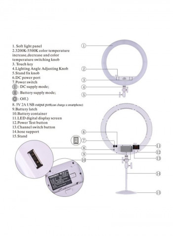 Bi-Colour LED Photography Ring Light 46.2x8x41centimeter White