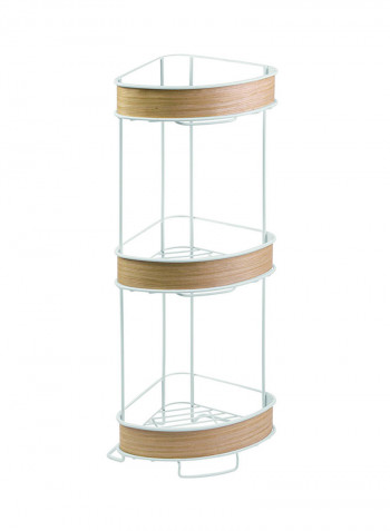 3-Tier Realwood Corner Shelf White/Light Wood