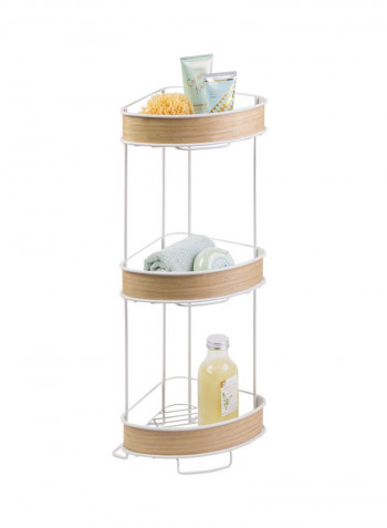 3-Tier Realwood Corner Shelf White/Light Wood