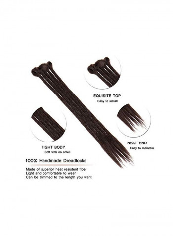30-Piece Dread Extension Long Single Ended Hippie Style Hair Extension Brown 20inch