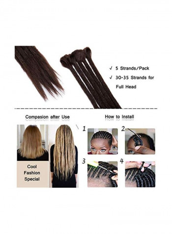 30-Piece Dread Extension Long Single Ended Hippie Style Hair Extension Brown 20inch