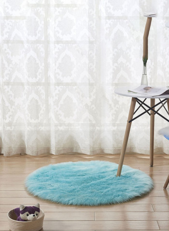 Round Plush Floor Mat Blue 130centimeter