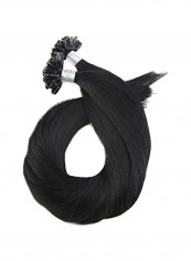 2-Piece Straight Human Hair Extension 1 Jet Black 18inch