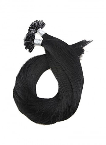 2-Piece Straight Human Hair Extension 1 Jet Black 18inch