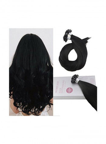 2-Piece Straight Human Hair Extension 1 Jet Black 18inch