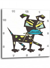 Dog Printed Analog Wall Clock White/Black/Blue 13x13x0.1inch