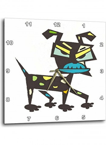 Dog Printed Analog Wall Clock White/Black/Blue 13x13x0.1inch