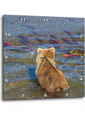 Fish Printed Analog Wall Clock Multicolour 13x13x0.1inch